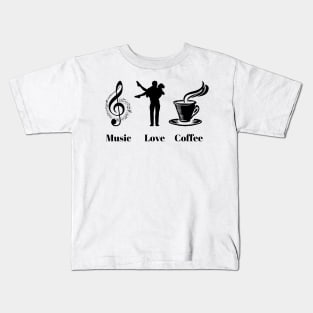 Music Love Coffee Kids T-Shirt